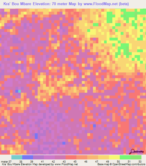 Kra' Bou Mbare,Mauritania Elevation Map