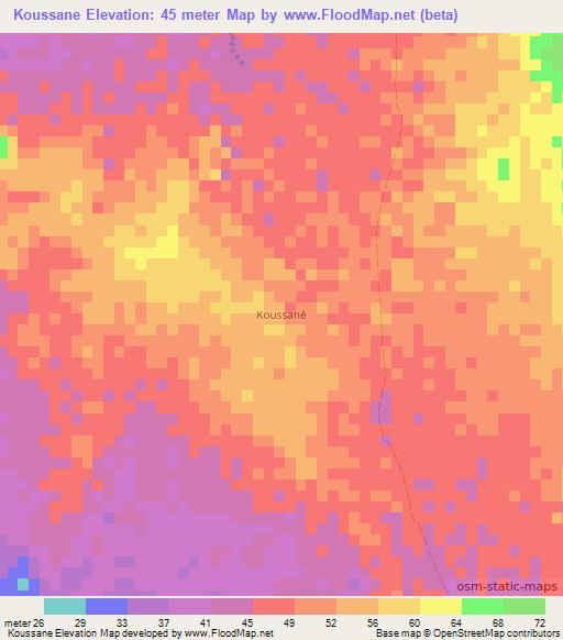 Koussane,Mauritania Elevation Map