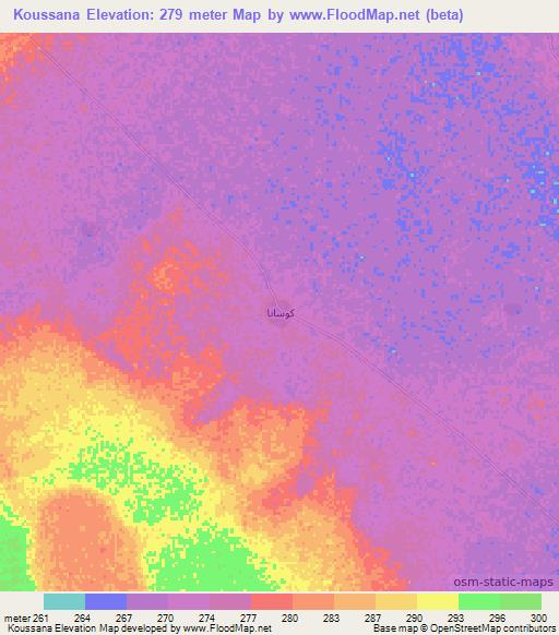 Koussana,Mauritania Elevation Map