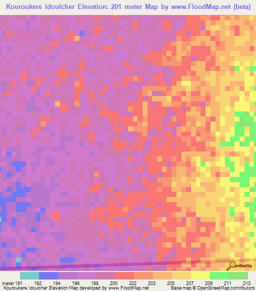 Kouroukere Idoulcher,Mauritania Elevation Map