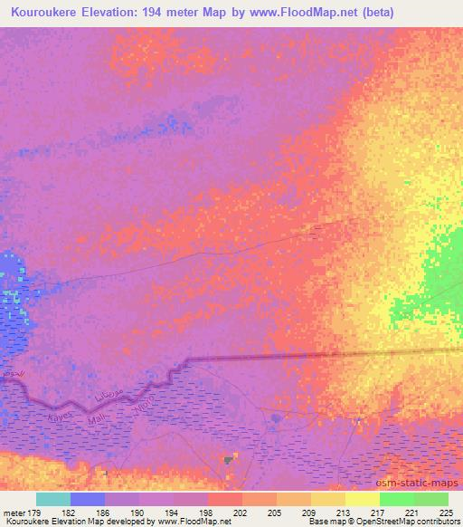 Kouroukere,Mauritania Elevation Map
