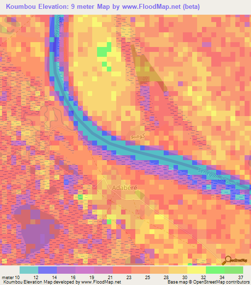 Koumbou,Mauritania Elevation Map