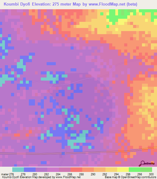 Koumbi Dyofi,Mauritania Elevation Map