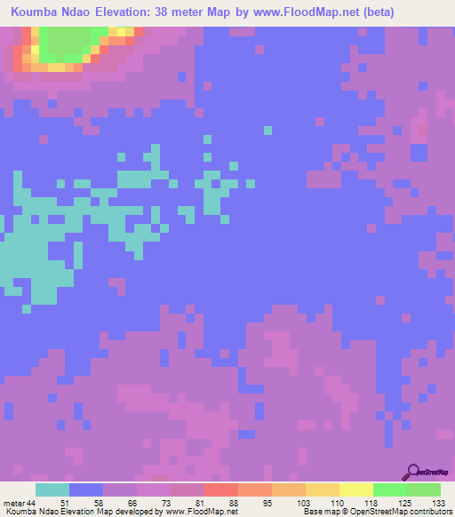 Koumba Ndao,Mauritania Elevation Map