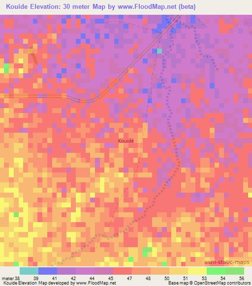 Kouide,Mauritania Elevation Map
