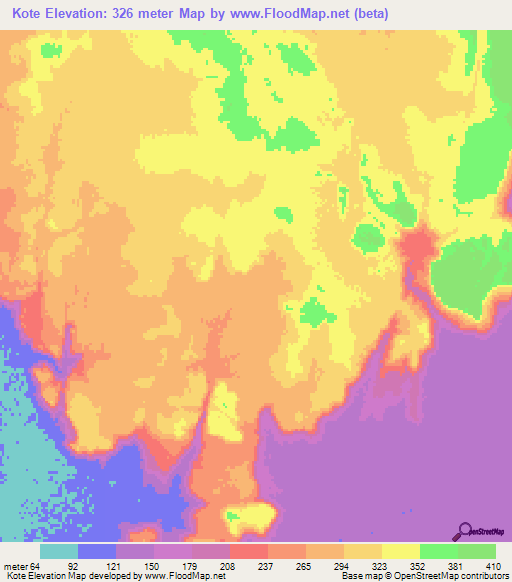 Kote,Mauritania Elevation Map