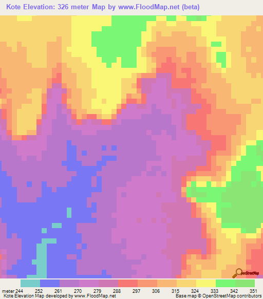 Kote,Mauritania Elevation Map