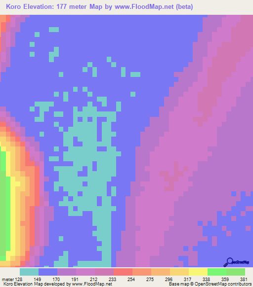 Koro,Mauritania Elevation Map