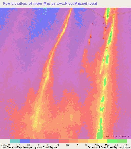 Kow,Mauritania Elevation Map