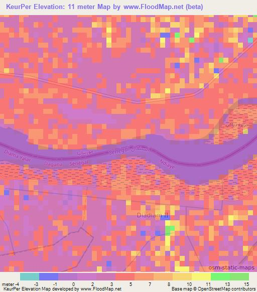 KeurPer,Mauritania Elevation Map