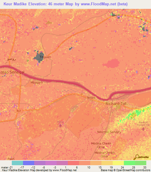 Keur Madike,Mauritania Elevation Map