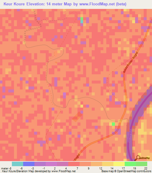 Keur Koure,Mauritania Elevation Map