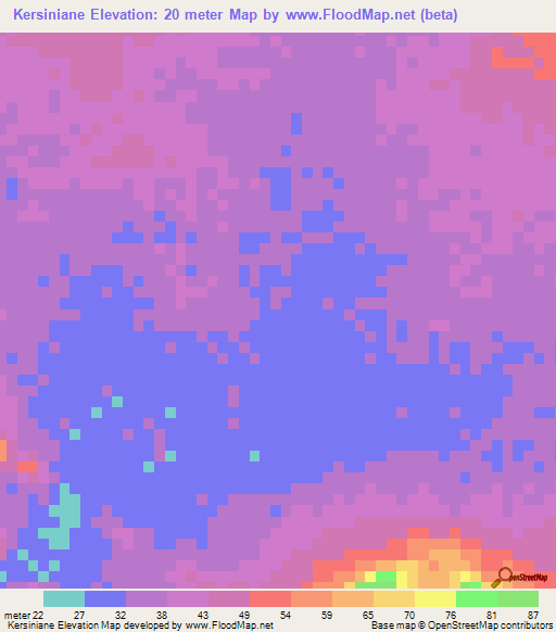 Kersiniane,Mauritania Elevation Map