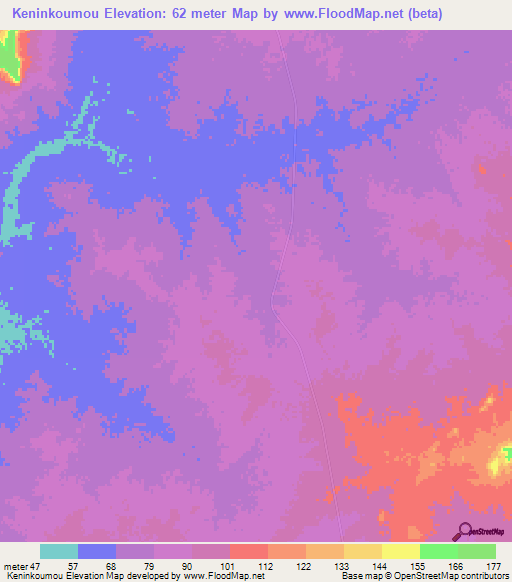 Keninkoumou,Mauritania Elevation Map