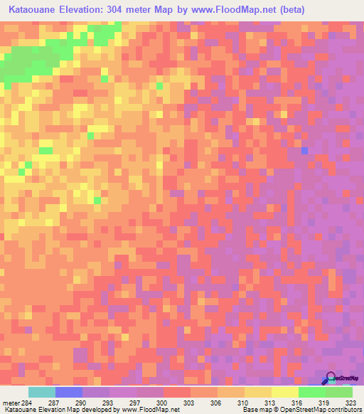 Kataouane,Mauritania Elevation Map