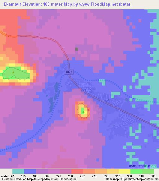 Ekamour,Mauritania Elevation Map