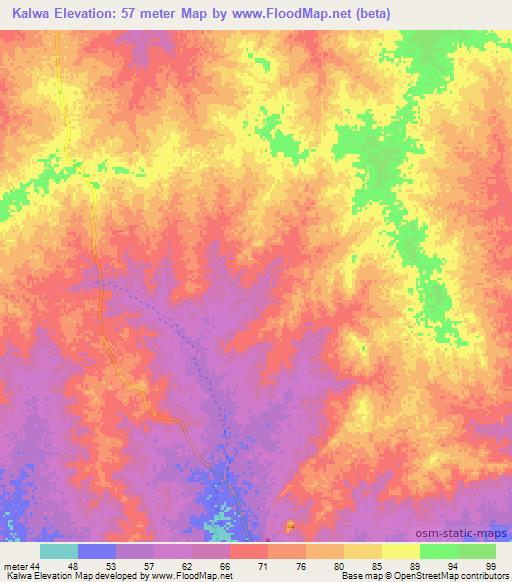 Kalwa,Mauritania Elevation Map