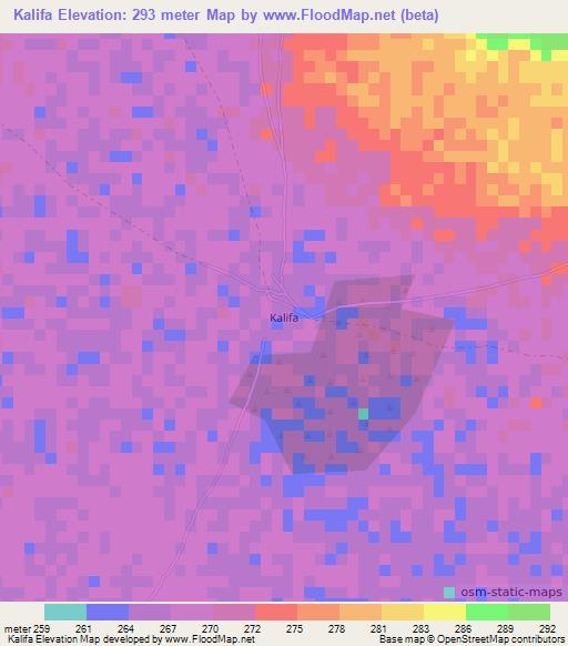 Kalifa,Mauritania Elevation Map