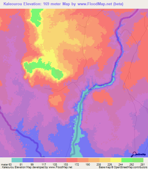 Kaleourou,Mauritania Elevation Map