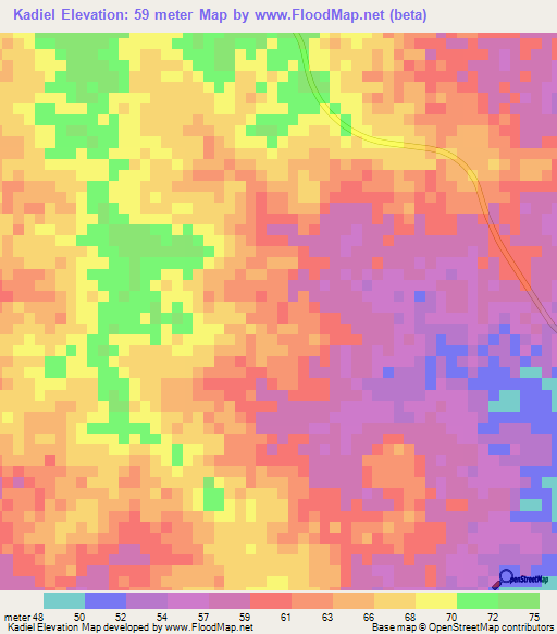 Kadiel,Mauritania Elevation Map
