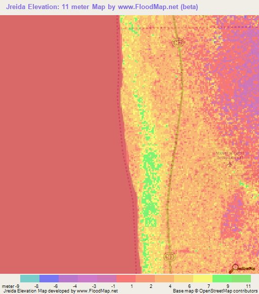 Jreida,Mauritania Elevation Map