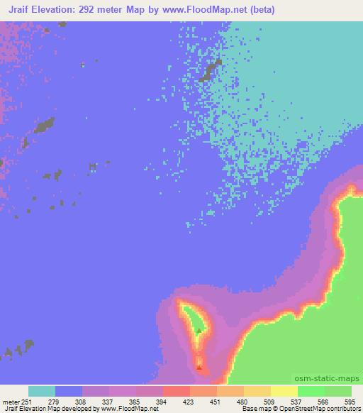 Jraif,Mauritania Elevation Map