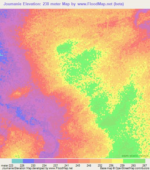 Joumanie,Mauritania Elevation Map