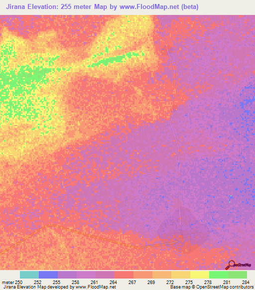 Jirana,Mauritania Elevation Map