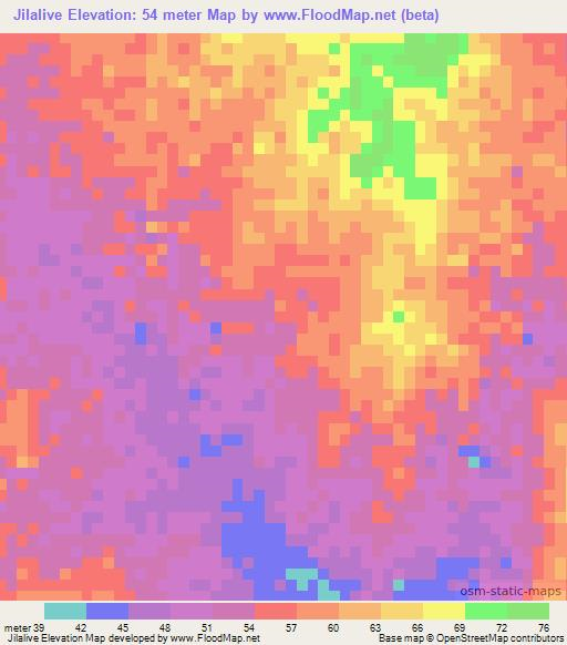 Jilalive,Mauritania Elevation Map
