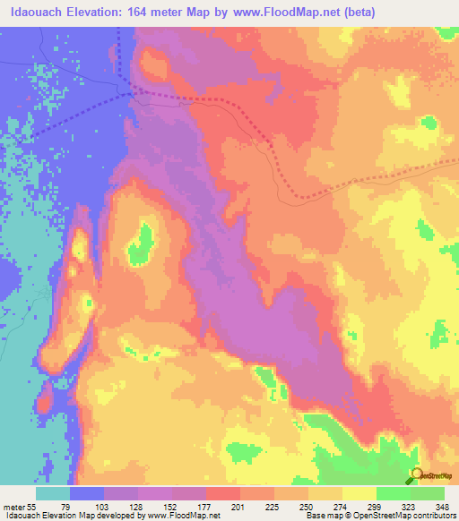 Idaouach,Mauritania Elevation Map