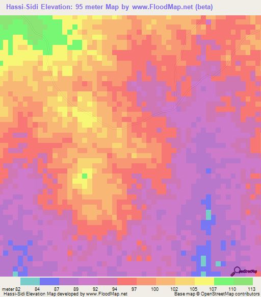 Hassi-Sidi,Mauritania Elevation Map