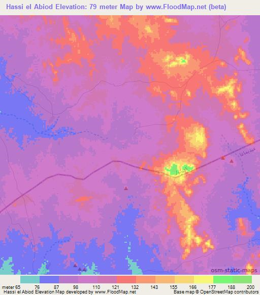 Hassi el Abiod,Mauritania Elevation Map