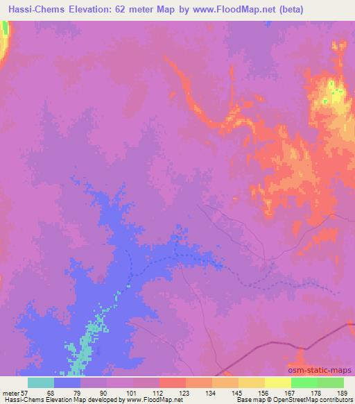 Hassi-Chems,Mauritania Elevation Map