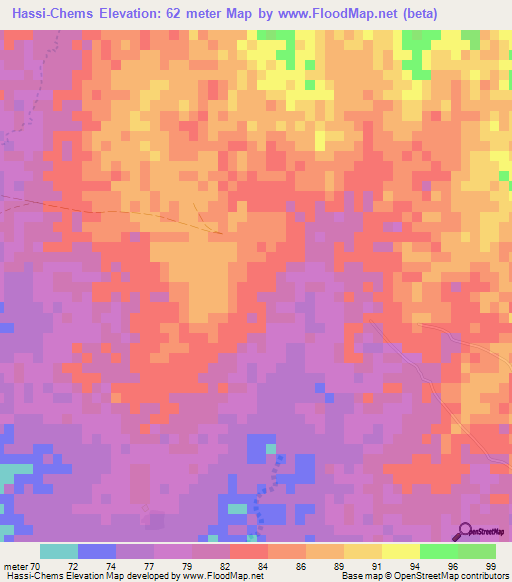 Hassi-Chems,Mauritania Elevation Map