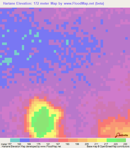 Hartane,Mauritania Elevation Map
