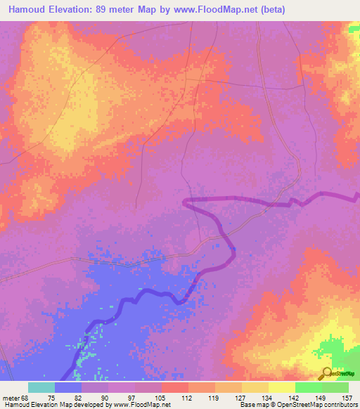 Hamoud,Mauritania Elevation Map
