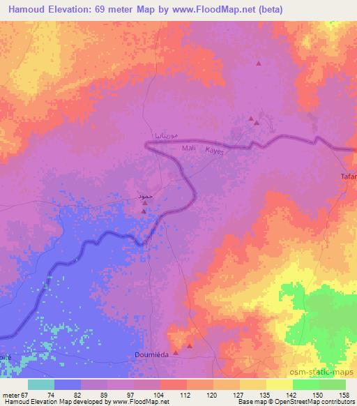 Hamoud,Mauritania Elevation Map