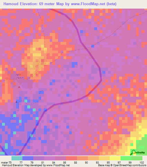 Hamoud,Mauritania Elevation Map