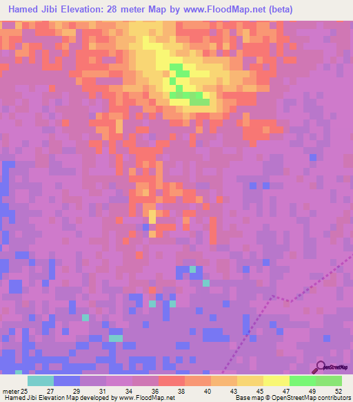 Hamed Jibi,Mauritania Elevation Map