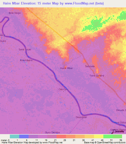 Haire Mbar,Mauritania Elevation Map