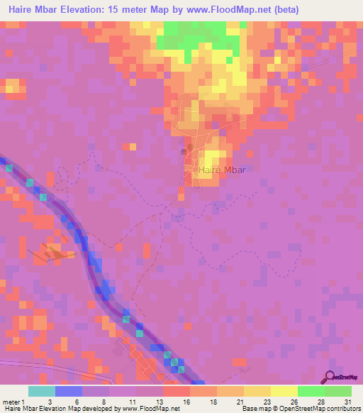 Haire Mbar,Mauritania Elevation Map