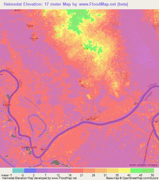 Haimedat,Mauritania Elevation Map