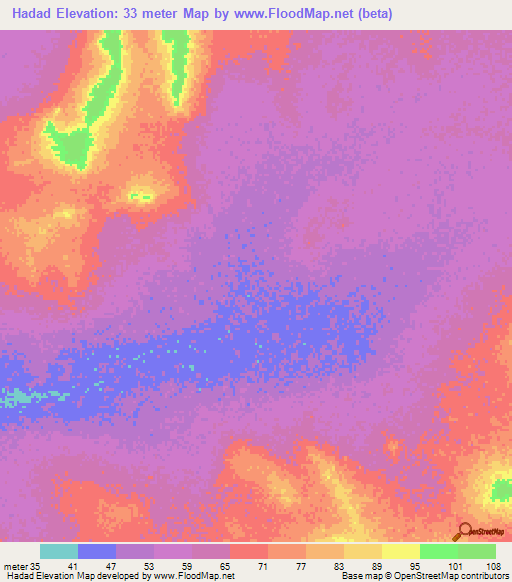 Hadad,Mauritania Elevation Map