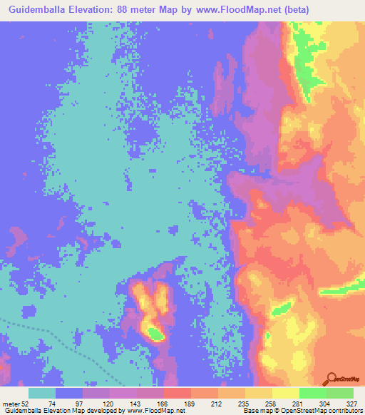 Guidemballa,Mauritania Elevation Map