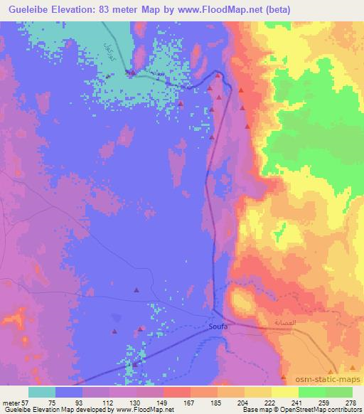 Gueleibe,Mauritania Elevation Map