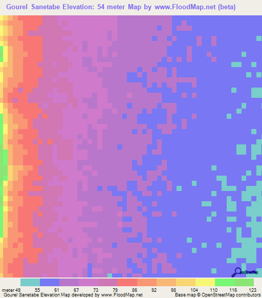Gourel Sanetabe,Mauritania Elevation Map