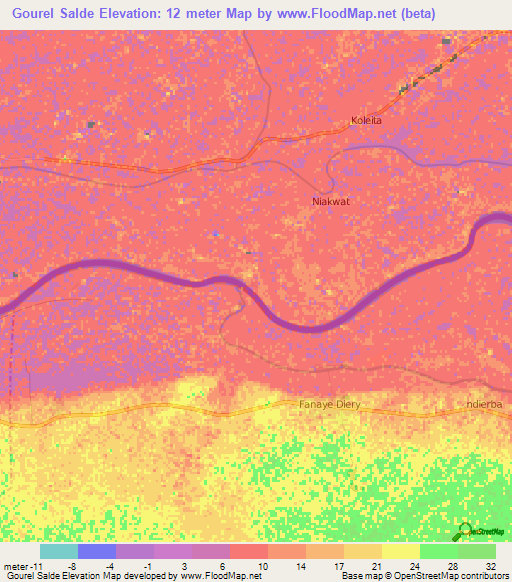 Gourel Salde,Mauritania Elevation Map