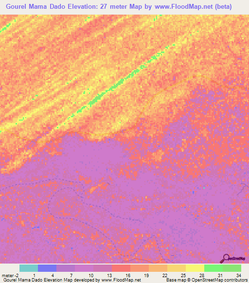 Gourel Mama Dado,Mauritania Elevation Map