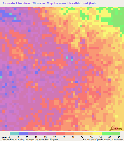 Gourele,Mauritania Elevation Map