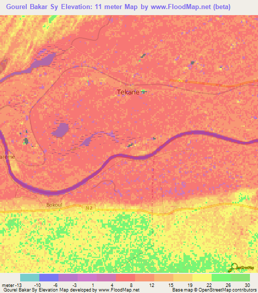Gourel Bakar Sy,Mauritania Elevation Map